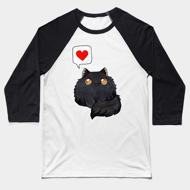 Poofy black cloud kitty Baseball T-Shirt by BiancaRomanStumpff